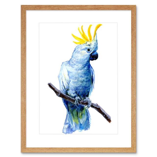 "Artery8 Wall Art Print Bird Cockatoo Painting Art Framed 9x7 inch in Beige - Size: W7"" x H9""" - image 1