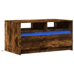 Berkfield Home Coffee Table with LED Lights Smoked Oak Engineered Wood in Brown - thumbnail 3