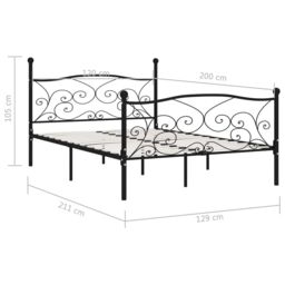 Berkfield Home Bed Frame with Slatted Base Black Metal 120x200 cm - Size: Small Double - thumbnail 5