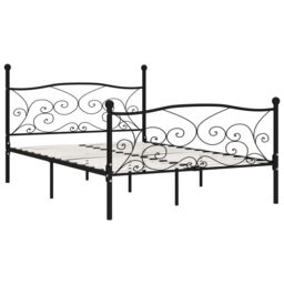 Berkfield Home Bed Frame with Slatted Base Black Metal 120x200 cm - Size: Small Double - thumbnail 2