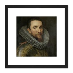 Artery8 Van Mierevelt Portrait Ambrogio Spinola 8X8 Inch Square Wooden Framed Wall Art Print Picture with Mount in Black - thumbnail 1