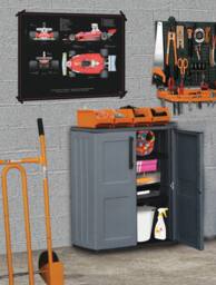 Shires Medium Cabinet Plastic Garden Store Approx L70 x W39 x H85.5 cm in Grey - thumbnail 4