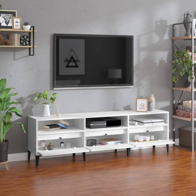 Berkfield Home TV Cabinet White 150x30x44.5 cm Engineered Wood - image 1
