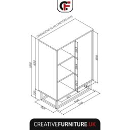 Creative Furniture Elysian Loft Sideboard 100cm - Industrial-Style Sideboard with Rustic, Oak & Black Matt Doors - thumbnail 3