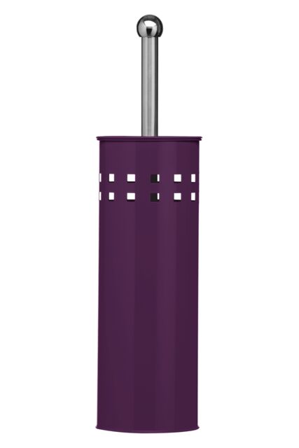 Orsina Modern Square Toilet Brush & Holder, Hygienic Bathroom Cleaner, Stainless Steel Cleaning Brush, Toilet Scrubber in Purple - image 1