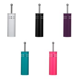 Orsina Modern Square Toilet Brush & Holder, Hygienic Bathroom Cleaner, Stainless Steel Cleaning Brush, Toilet Scrubber in Purple - thumbnail 2