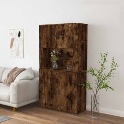 Berkfield Home Highboard Smoked Oak Engineered Wood in Brown - thumbnail 2