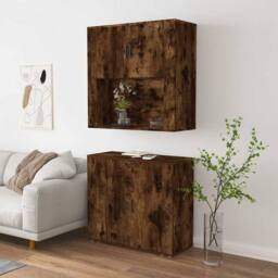 Berkfield Home Highboard Smoked Oak Engineered Wood in Brown - thumbnail 4