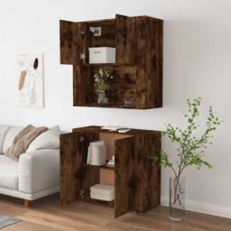 Berkfield Home Highboard Smoked Oak Engineered Wood in Brown - thumbnail 5