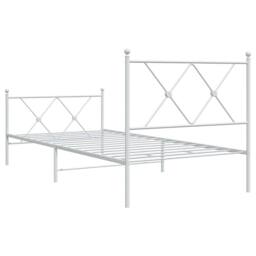 Berkfield Home Metal Bed Frame without Mattress with Footboard White 90x200cm - Size: 90x200 cm - thumbnail 6
