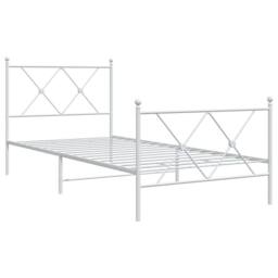 Berkfield Home Metal Bed Frame without Mattress with Footboard White 90x200cm - Size: 90x200 cm - thumbnail 3