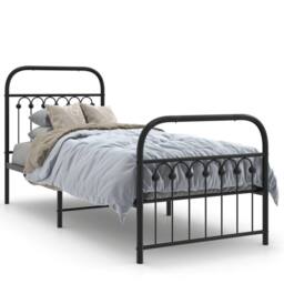 Berkfield Home Metal Bed Frame without Mattress with Footboard Black 75x190cm - Size: 75x190 cm - thumbnail 3