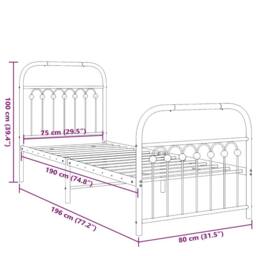 Berkfield Home Metal Bed Frame without Mattress with Footboard Black 75x190cm - Size: 75x190 cm - thumbnail 8