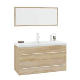 Berkfield Home Full 3 Piece Bathroom Furniture Set Sonoma Oak in Brown - thumbnail 3