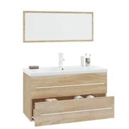 Berkfield Home Full 3 Piece Bathroom Furniture Set Sonoma Oak in Brown - thumbnail 1