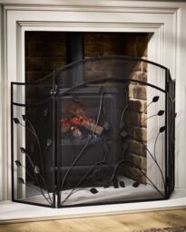 Dibor Vintage Style Leaf Vine Black Three Fold Fireplace Guard Fire Screen Guard H60cm x W100cm - thumbnail 3
