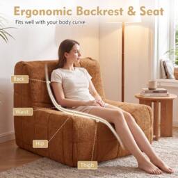 Costway Bean Bag Chair Comfy Lounge Chair Armless Upholstered Lazy Floor Sofa in Brown - thumbnail 4