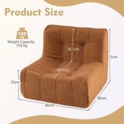 Costway Bean Bag Chair Comfy Lounge Chair Armless Upholstered Lazy Floor Sofa in Brown - thumbnail 2