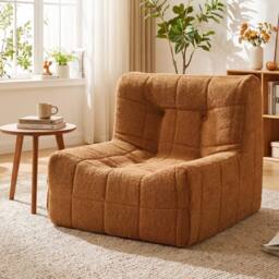 Costway Bean Bag Chair Comfy Lounge Chair Armless Upholstered Lazy Floor Sofa in Brown - thumbnail 3