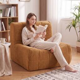 Costway Bean Bag Chair Comfy Lounge Chair Armless Upholstered Lazy Floor Sofa in Brown - thumbnail 8