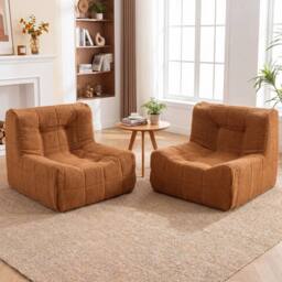 Costway Bean Bag Chair Comfy Lounge Chair Armless Upholstered Lazy Floor Sofa in Brown - thumbnail 9