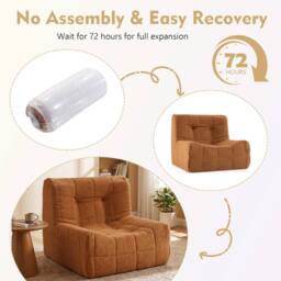 Costway Bean Bag Chair Comfy Lounge Chair Armless Upholstered Lazy Floor Sofa in Brown - thumbnail 5