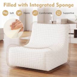 Costway Bean Bag Chair Comfy Lounge Chair Armless Upholstered Lazy Floor Sofa in Brown - thumbnail 7