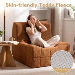 Costway Bean Bag Chair Comfy Lounge Chair Armless Upholstered Lazy Floor Sofa in Brown - thumbnail 6