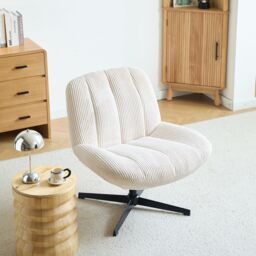 Nordlys Swivel Scandinavian Design Armchair in Beige - thumbnail 4
