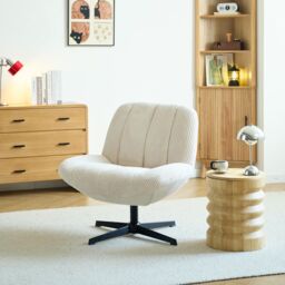 Nordlys Swivel Scandinavian Design Armchair in Beige - thumbnail 7