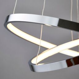 Loops LED Ceiling Pendant Light 20.5W Warm White Chrome Infinity Ring Strip Feature - thumbnail 4