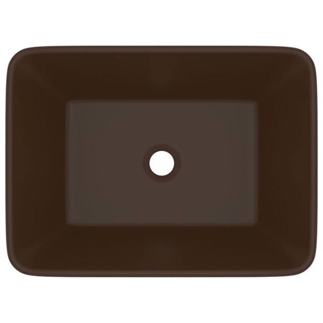 Berkfield Home Luxury Wash Basin Matt Dark Brown 41x30x12 cm Ceramic - Size: 41 x 30 x 12 cm - image 1