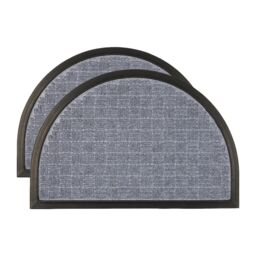 Nicola Spring Heavy Duty Half Moon Door Mats - 60 x 40cm - Grey - Set of 2 - Size: 40 cm x 60 cm - thumbnail 1
