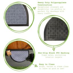 Nicola Spring Heavy Duty Half Moon Door Mats - 60 x 40cm - Grey - Set of 2 - Size: 40 cm x 60 cm - thumbnail 2