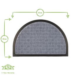 Nicola Spring Heavy Duty Half Moon Door Mats - 60 x 40cm - Grey - Set of 2 - Size: 40 cm x 60 cm - thumbnail 3