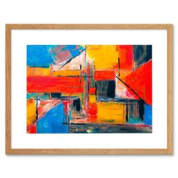 "Artery8 Wall Art Print Abstract Expressionism Painting Art Black Framed 9x7 inch in Beige - Size: W7"" x H9""" - thumbnail 1