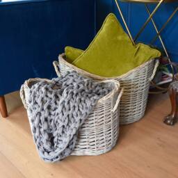 Madison & Mayfair Oval Scoop Log Basket in Grey - thumbnail 2