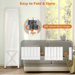 Costway 6 Panel 246 x 170 cm Folding Room Divider w/ Pegboard Display in White - thumbnail 5