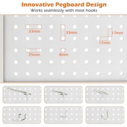 Costway 6 Panel 246 x 170 cm Folding Room Divider w/ Pegboard Display in White - thumbnail 7