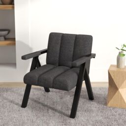 Gymax Oversized Accent Chair Comfy Reading Chair Armchair With Metal Frame in Dark Grey - thumbnail 3