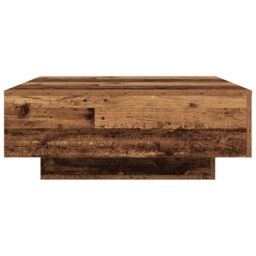 Berkfield Home Coffee Table with LED Lights Old Wood 80x80x31 cm in Brown - Size: 80 x 80 x 31 cm - thumbnail 6