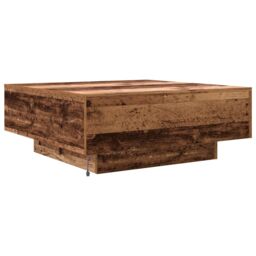 Berkfield Home Coffee Table with LED Lights Old Wood 80x80x31 cm in Brown - Size: 80 x 80 x 31 cm - thumbnail 8