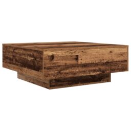 Berkfield Home Coffee Table with LED Lights Old Wood 80x80x31 cm in Brown - Size: 80 x 80 x 31 cm - thumbnail 5