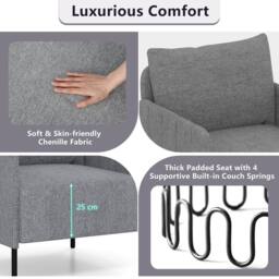 Costway Accent Chair Chenille Single Seat Sofa w/Adjustable Foot Pads in Grey - thumbnail 5