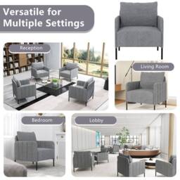 Costway Accent Chair Chenille Single Seat Sofa w/Adjustable Foot Pads in Grey - thumbnail 9