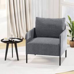Costway Accent Chair Chenille Single Seat Sofa w/Adjustable Foot Pads in Grey - thumbnail 8