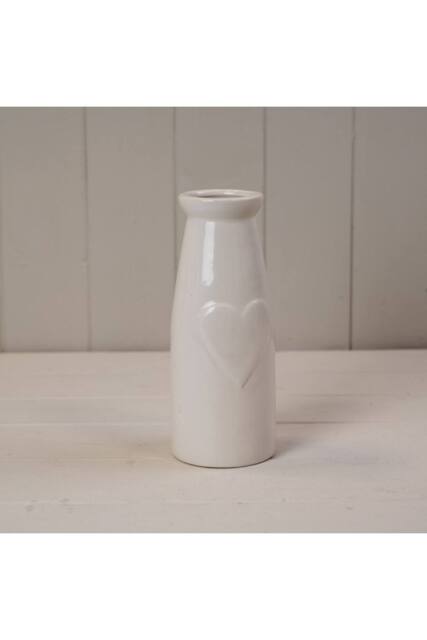 KDMD Ceramic Vase with Heart Embossment - 19mm in White - image 1