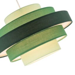 Happy Homewares Contemporary Round Triple Tier Cotton Fabric Pendant Light Shade in Green - Size: 14 inches - thumbnail 3