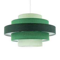 Happy Homewares Contemporary Round Triple Tier Cotton Fabric Pendant Light Shade in Green - Size: 14 inches