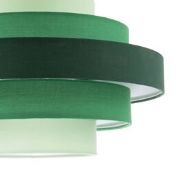 Happy Homewares Contemporary Round Triple Tier Cotton Fabric Pendant Light Shade in Green - Size: 14 inches - thumbnail 4